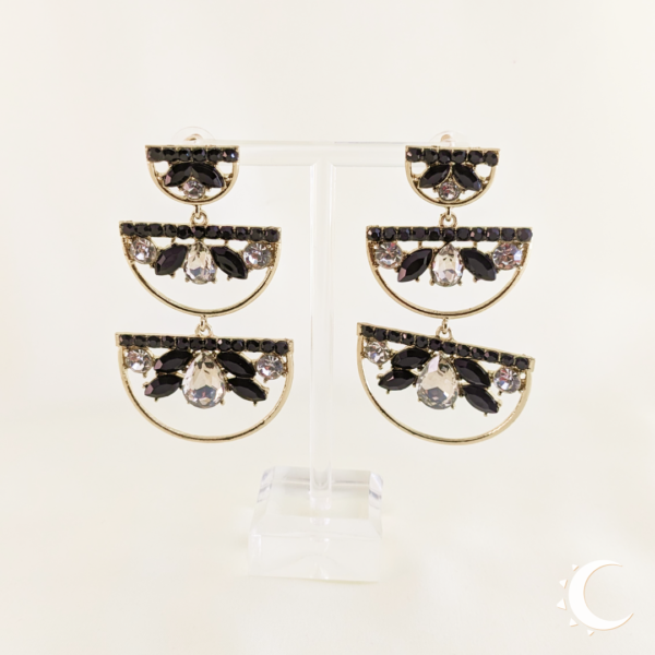 Black Rhinestone Symmetrical Chandelier Dangles - Image 4