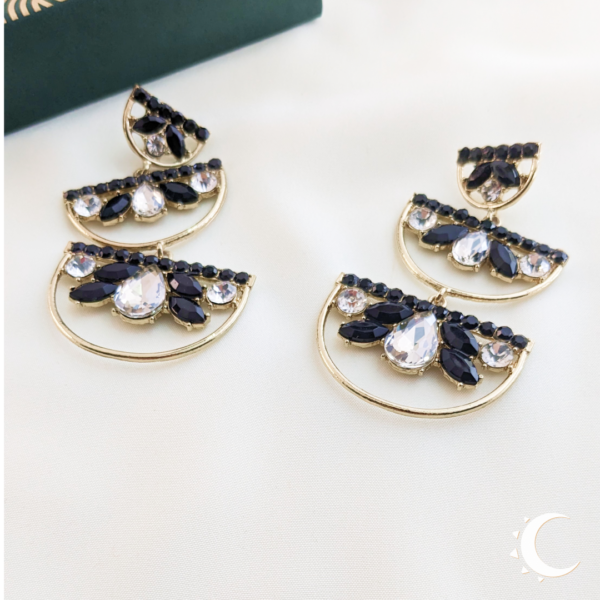 Black Rhinestone Symmetrical Chandelier Dangles