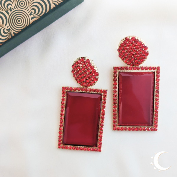 Rhinestone Crystal Party Wear Maple Red - Image 3