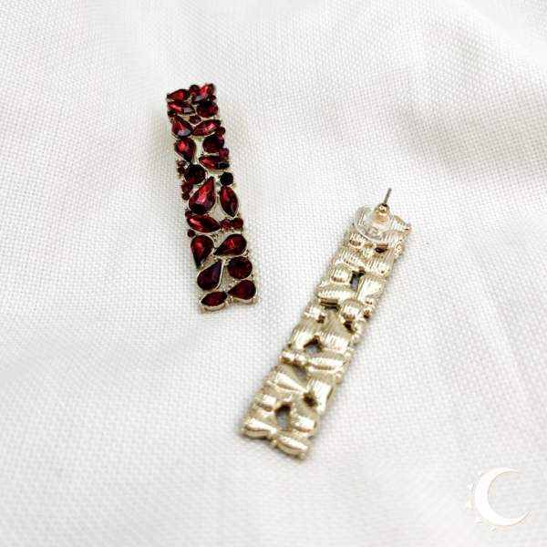 Garnet Red Drop Crystal Studs - Image 2