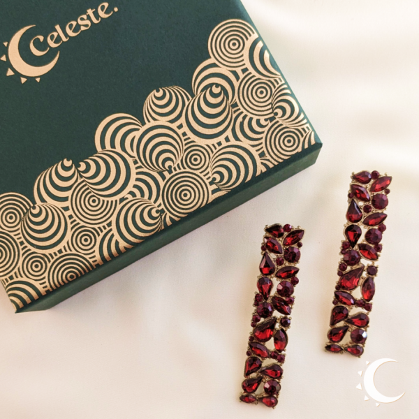 Garnet Red Drop Crystal Studs - Image 5