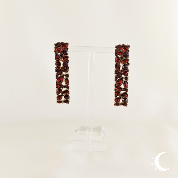 Garnet Red Drop Crystal Studs - Image 6