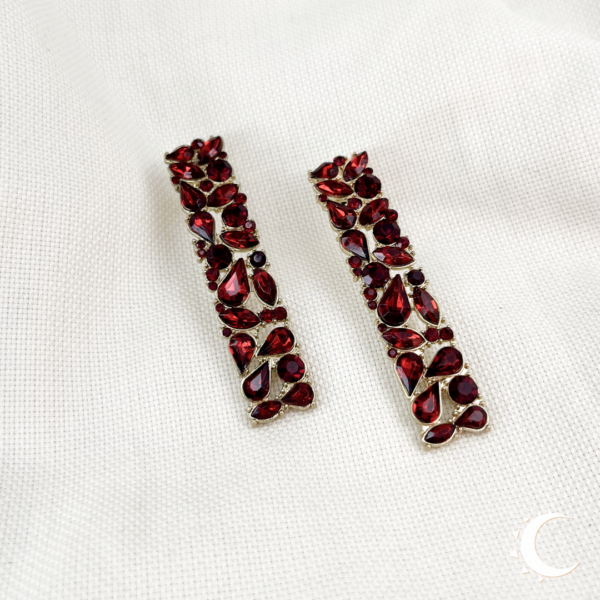 Garnet Red Drop Crystal Studs - Image 7