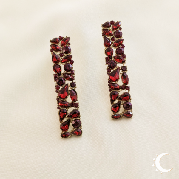Garnet Red Drop Crystal Studs - Image 8