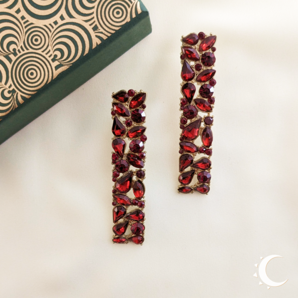 Garnet Red Drop Crystal Studs