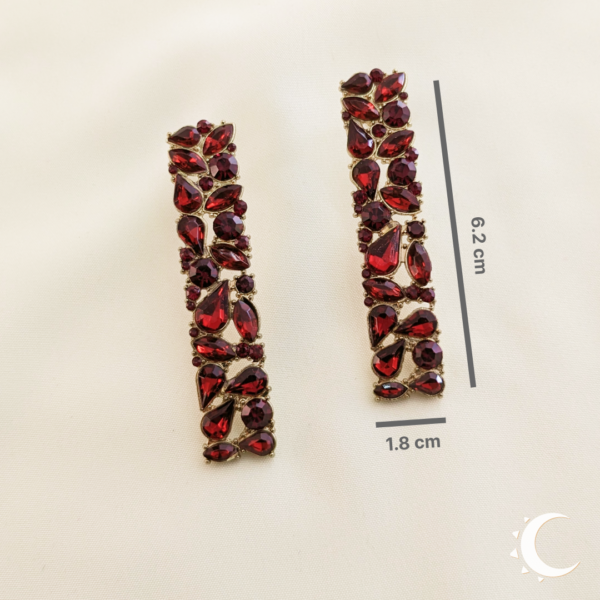 Garnet Red Drop Crystal Studs - Image 12