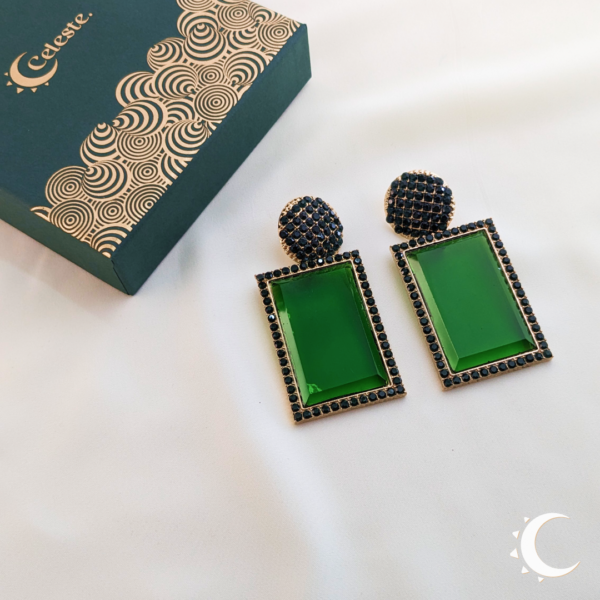 Rhinestone Crystal Party Wear Deep Green - Image 3