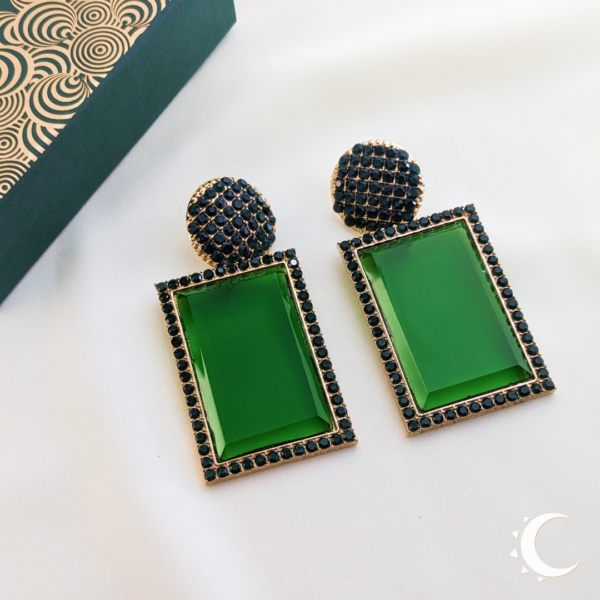 Rhinestone Crystal Party Wear Deep Green