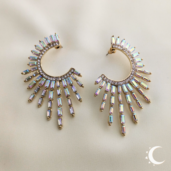Sunrays Burst Crystal Rainbow Studs