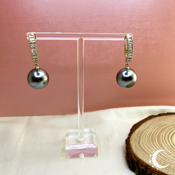 J-Curved Hoop Shiny Silver Ball Earrings - Image 4