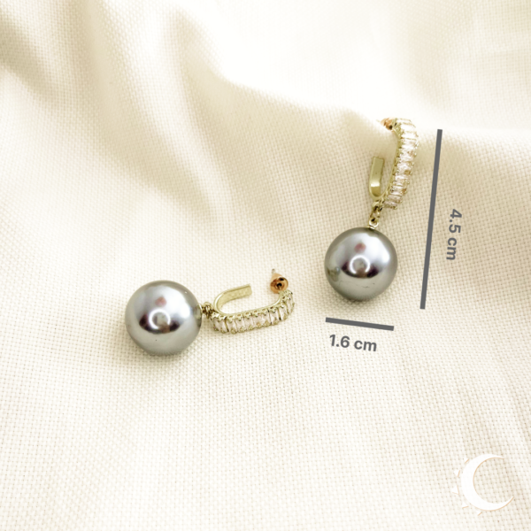 J-Curved Hoop Shiny Silver Ball Earrings - Image 7