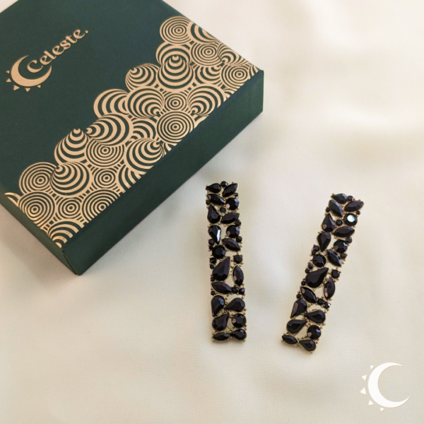 Midnight Black Drop Crystal Studs - Image 4