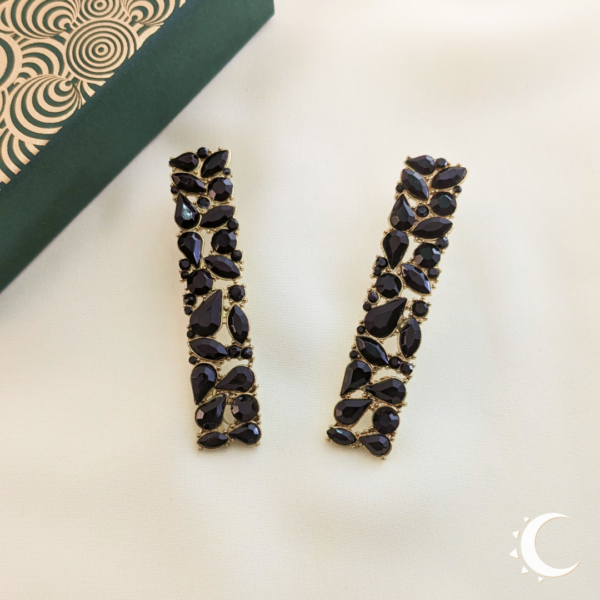 Midnight Black Drop Crystal Studs