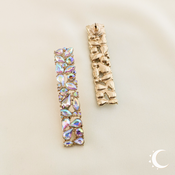 Moonstone-White Drop Crystal Studs - Image 2