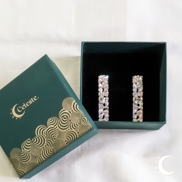 Moonstone-White Drop Crystal Studs - Image 3