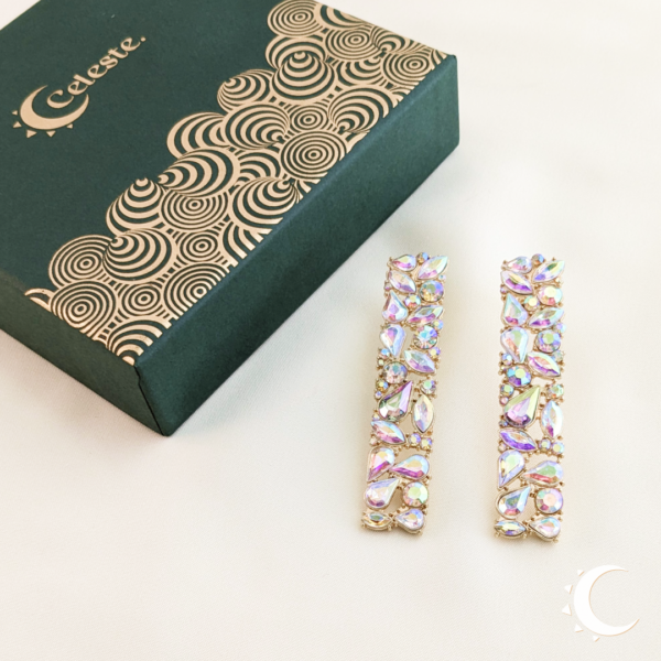 Moonstone-White Drop Crystal Studs - Image 4