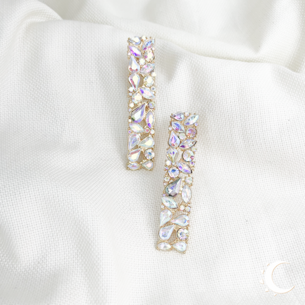 Moonstone-White Drop Crystal Studs - Image 6