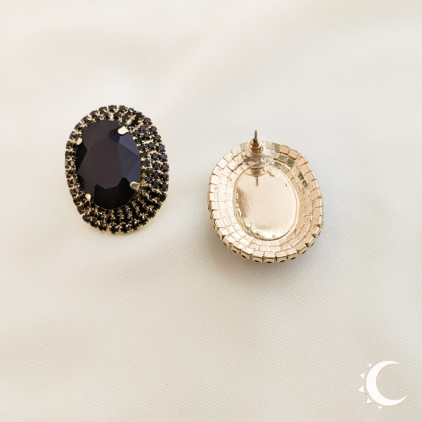 Oval Glamour Studs - Black - Image 2