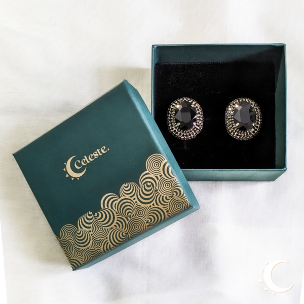 Oval Glamour Studs - Black - Image 3