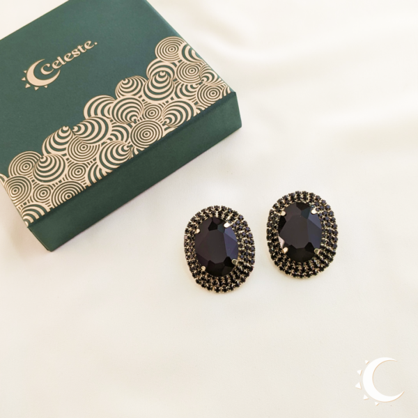 Oval Glamour Studs - Black - Image 4
