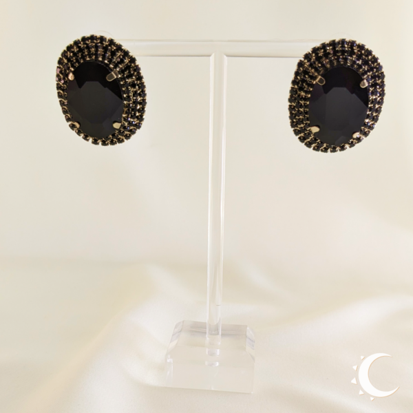 Oval Glamour Studs - Black - Image 5
