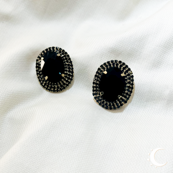Oval Glamour Studs - Black - Image 6