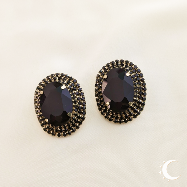 Oval Glamour Studs - Black - Image 7
