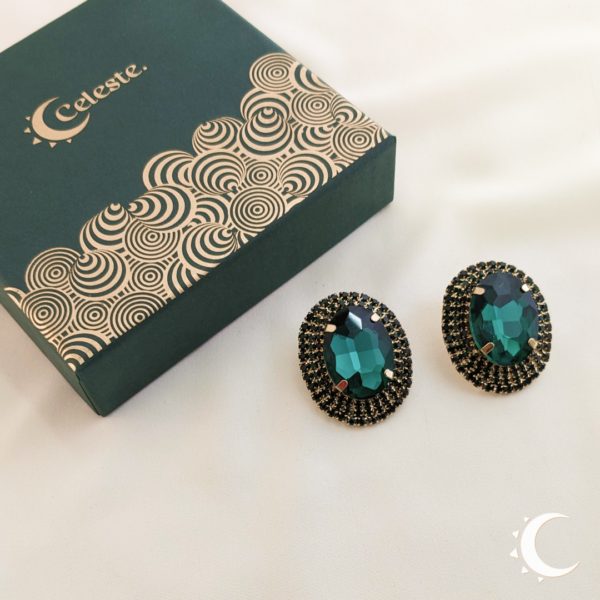 Oval Glamour Studs - Deep Sea Green - Image 7