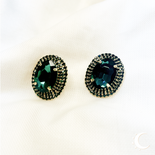 Oval Glamour Studs - Deep Sea Green - Image 2
