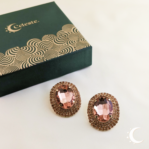 Oval Glamour Studs - Pinkish Tan