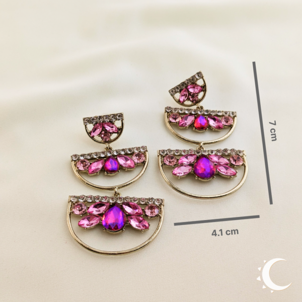 Pink Rhinestone Symmetrical Chandelier Dangles - Image 7