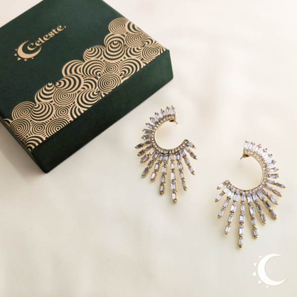 Sunrays Burst Crystal Champagne Studs - Image 5