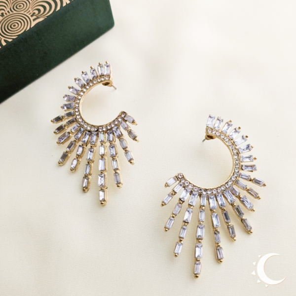 Sunrays Burst Crystal Champagne Studs