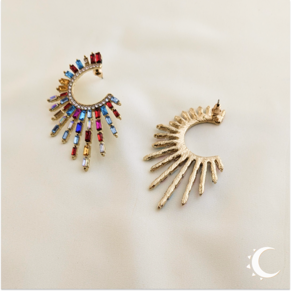 Sunrays Burst Crystal Multicolor Studs - Image 2