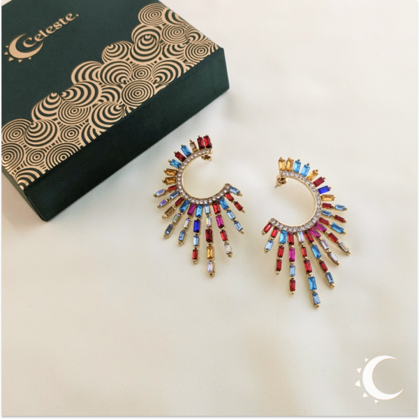 Sunrays Burst Crystal Multicolor Studs - Image 3