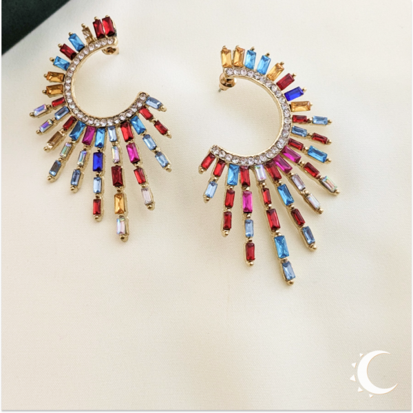 Sunrays Burst Crystal Multicolor Studs