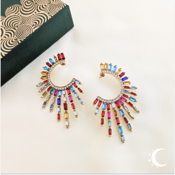 Sunrays Burst Crystal Multicolor Studs - Image 6