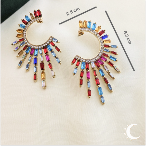 Sunrays Burst Crystal Multicolor Studs - Image 7