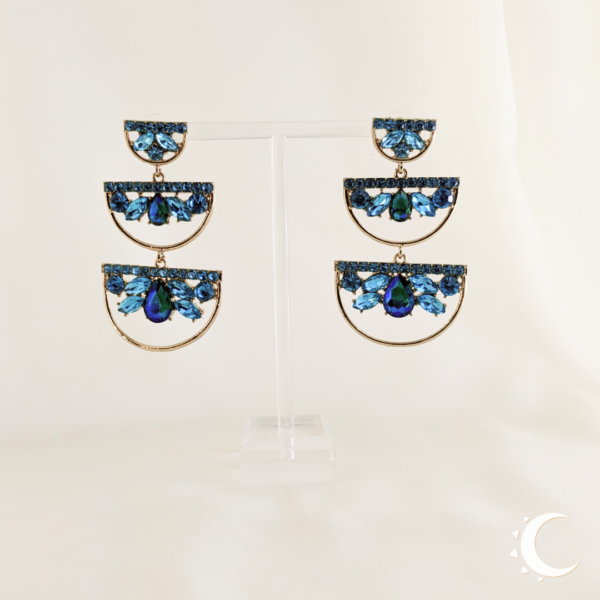 Turquoise Rhinestone Symmetrical Chandelier Dangles - Image 5