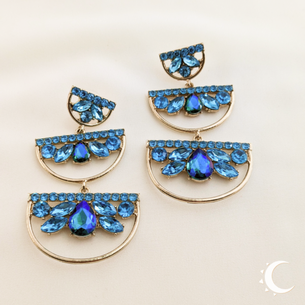 Turquoise Rhinestone Symmetrical Chandelier Dangles