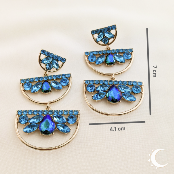 Turquoise Rhinestone Symmetrical Chandelier Dangles - Image 8