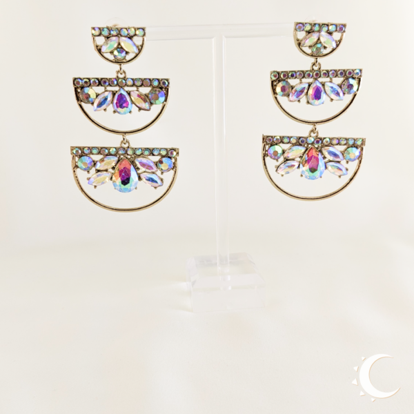 White Rhinestone Symmetrical Chandelier Dangles - Image 4